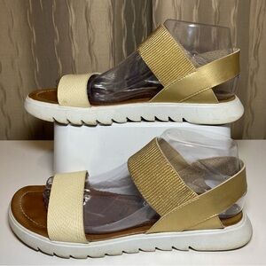 Blowfish Gold and Cream Sandals